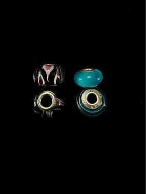 Lot of 4 Sterling Silver Glass Charm Beads, Chamilia, Fits Pandora